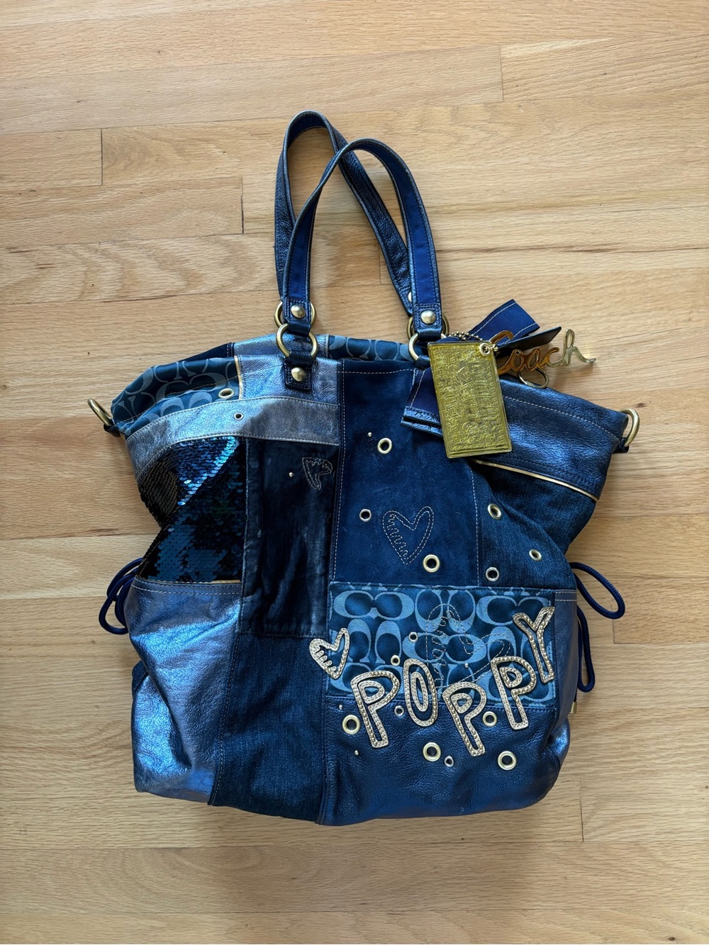 Coach Poppy Patchwork Y2K Denim Tote